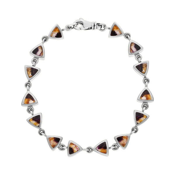 Sterling Silver Blue John Curved Triangle Bracelet B647