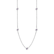 Sterling Silver Blue John Fleur De Lis Link Disc Chain Necklace, N747.