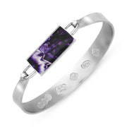 Sterling Silver Blue John Hallmark Wide Oblong Bangle, B030_FH