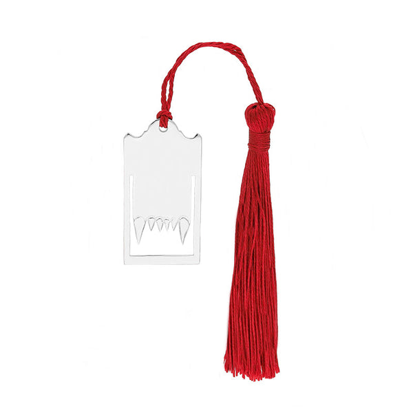 Sterling Silver Dracula Fangs Red Tassel Bookmark G990