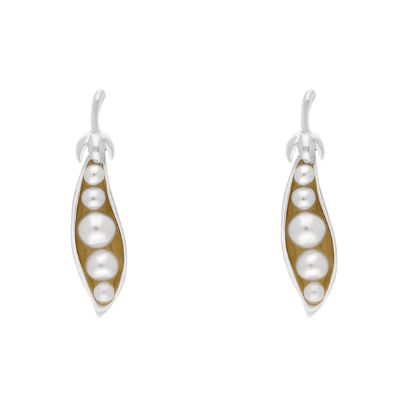 Sterling Silver Freshwater Pearl Chatsworth Garden Peapod Drop Earrings, E2589