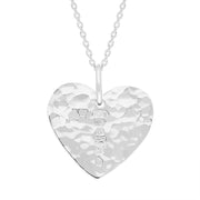 Sterling Silver Queen's Jubilee Hallmark Hammered Heart Small Pendant Necklace, P3638_JFH
