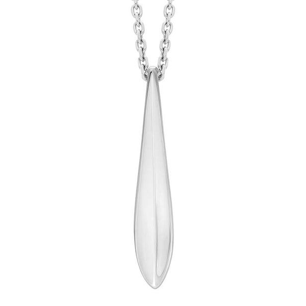 Sterling Silver Long Ridged Tear Drop Necklace P2644