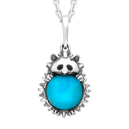 Sterling Silver Turquoise Large Hedgehog Necklace p3544
