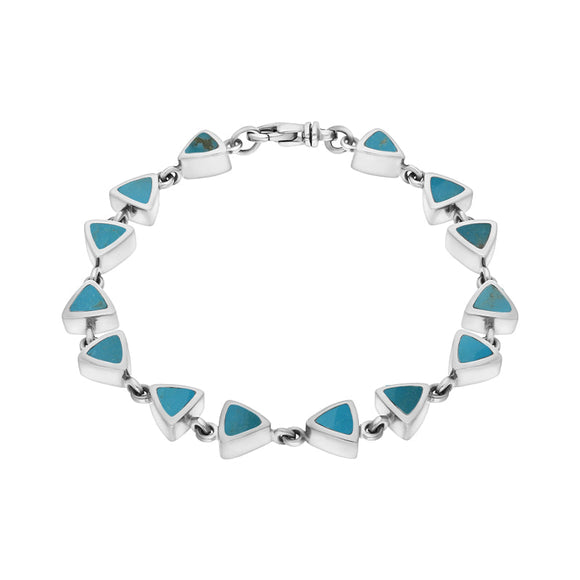 Sterling Silver Turquoise Curved Triangle Bracelet