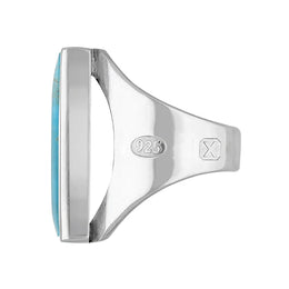 Sterling Silver Turquoise Hallmark Medium Oblong Ring