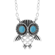 Sterling Silver Turquoise Owl Necklace, N872.