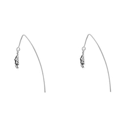 Sterling Silver Upside Down Hanging Bat Hook Earrings