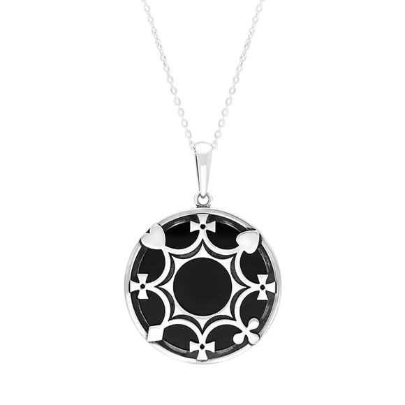 Sterling Silver Whitby Jet House Of Cards Necklace, P2049C.