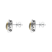 Sterling Silver Whitby Jet Oblong Stud Earrings D