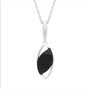 Sterling Silver Whitby Jet Offset Marquise Two Piece Set