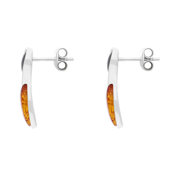 Sterling Silver Whitby Jet Amber Circle Drop Earrings E2562_2