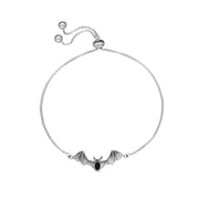 Sterling Silver Whitby Jet Bat Adjustable Bracelet B1261