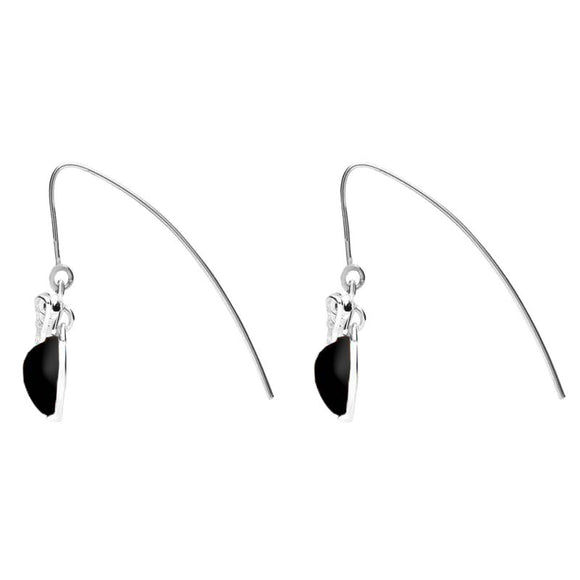 Sterling Silver Whitby Jet Bee Small Hook Earrings