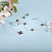 Sterling Silver Whitby Jet Bloom Flower Ball Edge Bracelet B1272