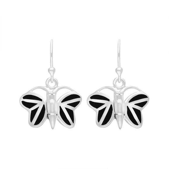 Sterling Silver Whitby Jet Butterfly Earrings E886