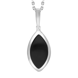 Sterling Silver Whitby Jet Curved Marquise Necklace, P2178