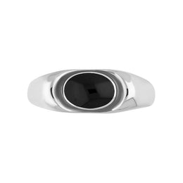 Sterling Silver Whitby Jet Dish Ring, R026_2.