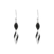 Sterling Silver Whitby Jet Double Graduated Twist Drop Earrings E1791