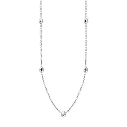 Sterling Silver Whitby Jet Fleur De Lis Link Disc Chain Necklace, N747.