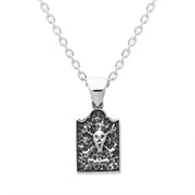 Sterling Silver Whitby Jet Gravestone Skull and Crossbones Small Pendant P3673 _2