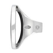 Sterling Silver Whitby Jet Hallmark Large Round Ring