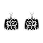 Sterling Silver Whitby Jet Mary Modena Drop Earrings, E1608