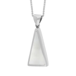 Sterling Silver Whitby Jet Mother Of Pearl Small Double Sided Triangular Fob Necklace, P834_3.