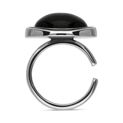 Sterling Silver Whitby Jet Oval Split Frame Statement Ring, R517_3.
