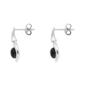 Sterling Silver Whitby Jet Round Swirl Drop Earrings E2564_2