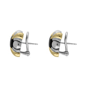 Sterling Silver Whitby Jet Square Omega Clip Earrings D 0200