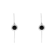 Sterling Silver Whitby Jet Star Disc Drop Earrings