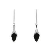 Sterling Silver Whitby Jet Tapered Marquise Drop Earrings E756