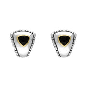 Sterling Silver Whitby Jet Triangular Omega Clip Earrings D 0193