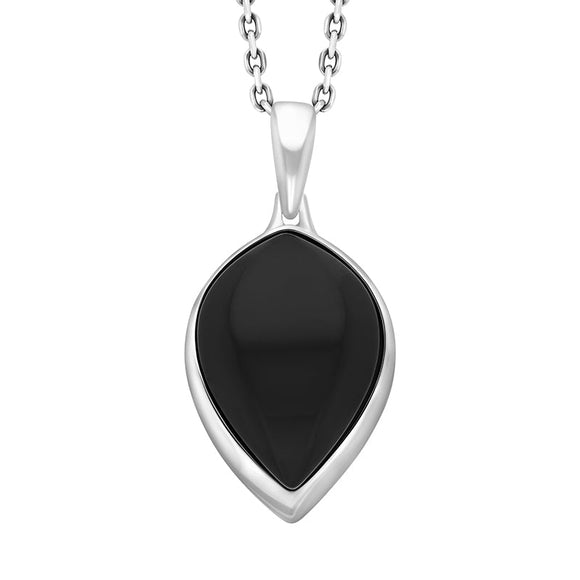 Sterling Silver Whitby Jet Upside Pear Necklace, P2840