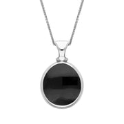 Sterling Silver Whitby Jet Turquoise Small Double Sided Pear Fob Necklace, P220.