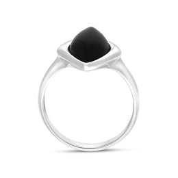 Sterling Silver Whitby Jet Wide Marquise Ring