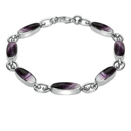 Sterling Silver Blue John Long Oval Four Piece Sterling Silver Blue John Long Oval Four Piece Set, S017 