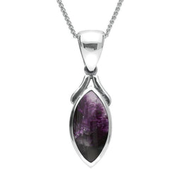 Sterling Silver Blue John Marquise Necklace, P388.