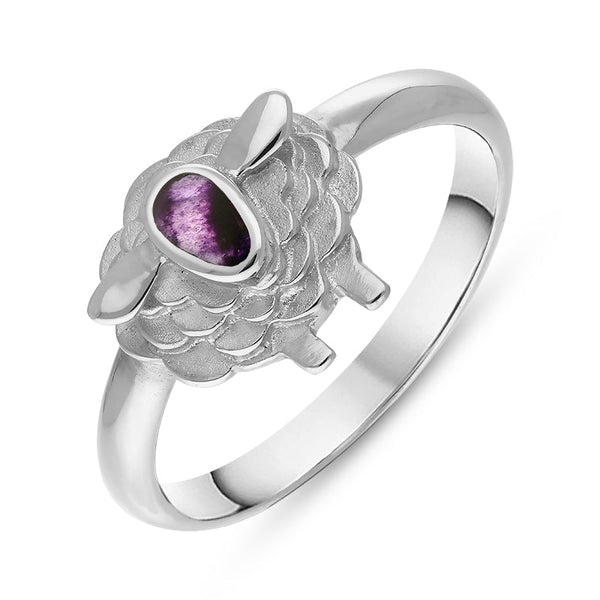 18ct White Gold Blue John Sheep Ring, R1245.