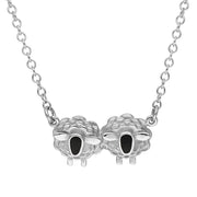 9ct White Gold Whitby Jet Two Sheep Necklace, N1142.