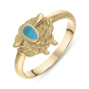 18ct Yellow Gold Turquoise Sheep Ring, R1245.