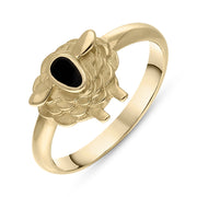 18ct Yellow Gold Whitby Jet Sheep Ring, R1245.