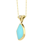 00029505 18ct Yellow Gold Turquoise Diamond Abstract V Top Bale Necklace, 18YTRQDIA
