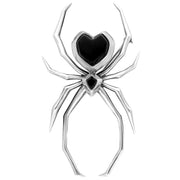 00104838 Unique Gothic Whitby Jet Brooch Spider Silver M300