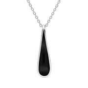 Sterling Silver Whitby Jet Curved Pear Two Piece Set P2707 and E2011