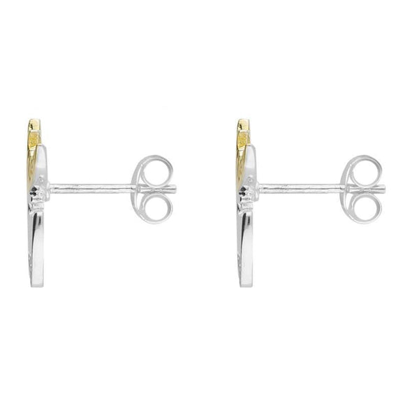 Sterling Silver Yellow Gold Reindeer Silhouette Earrings. E2228.