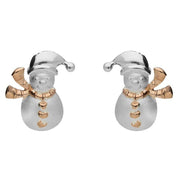 00141583 Sterling Silver Rose Gold Snowman Stud Earrings, E2230.