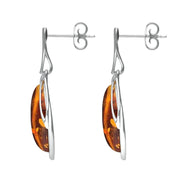 Sterling Silver Orange Amber Open Marquise Drop Earrings E2437_C