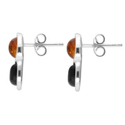 Sterling Silver Whitby Jet Amber Round Pear Stud Earrings E2506